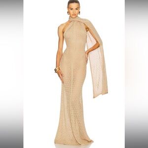 Helsa Robbyn Wrap Gown in Tan
